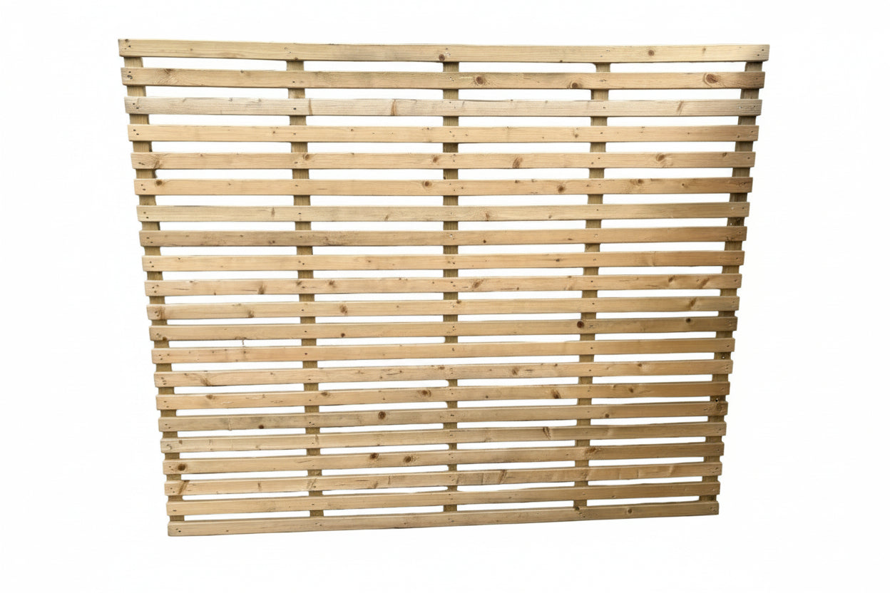 Wooden slatted fence panel